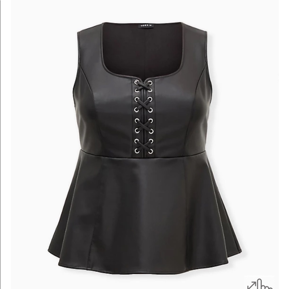 Torrid Faux Leather Lace-up Peplum Top, Sz 1X, NWT
